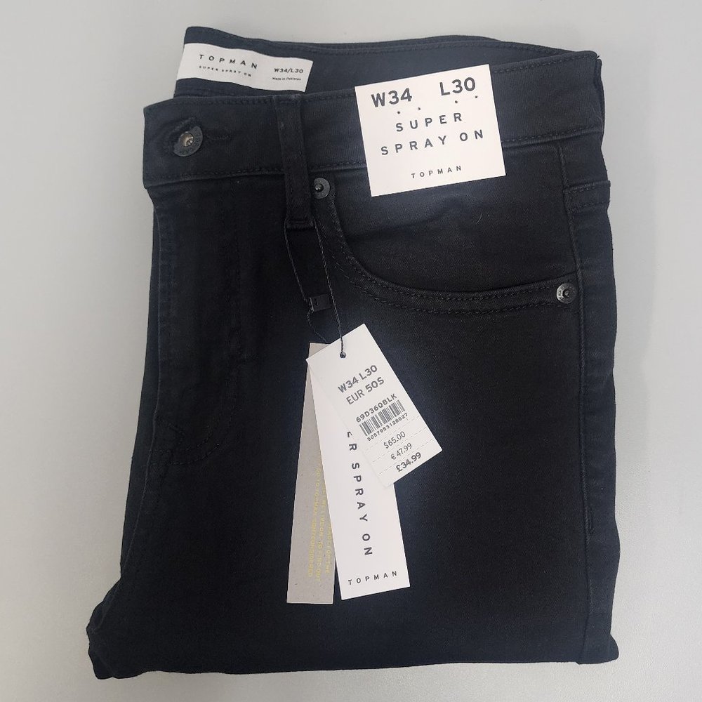 topman super spray on Black jeans [W34 L30] [NewWithTags]